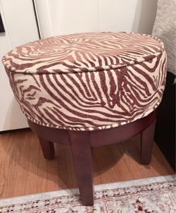 Zebra Print Ottoman / Footstool / Accent Seat