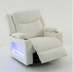 485ab-Extra Wide Power Swivel Rocker Recliner Chair with Adjustable Headrest - Cream