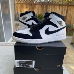 Nike Air Jordan 1 Mid ‘Diamond Shorts’ Black White Size’s 10.5, 12  DH6933-100 NEW