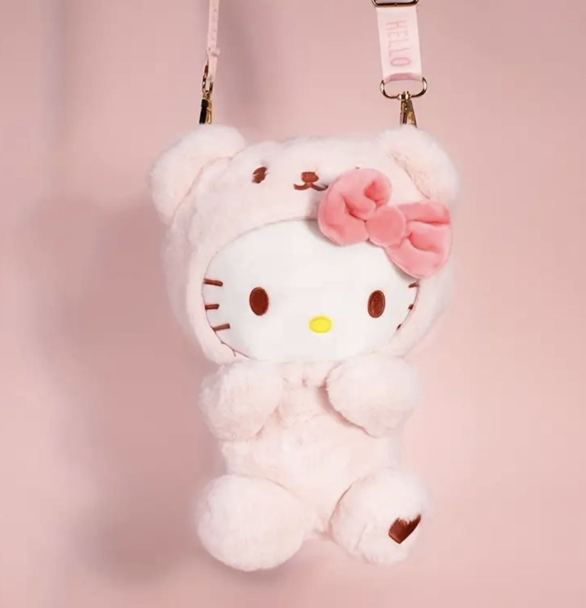 Sanrio Hellokitty Kawaii Plush Crossbody Plush Hello Kitty Wallet Zippered Area Women's Tote Bag