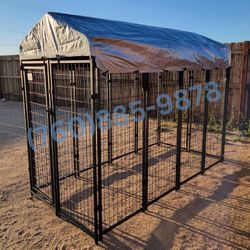 New! 8x4x6 Large Outdoor Dog Kennel Cage Playpen With Tarp Shade (Easy To Assemble)