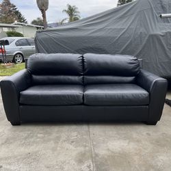 Black Faux Leather Couch Sofa Furniture 