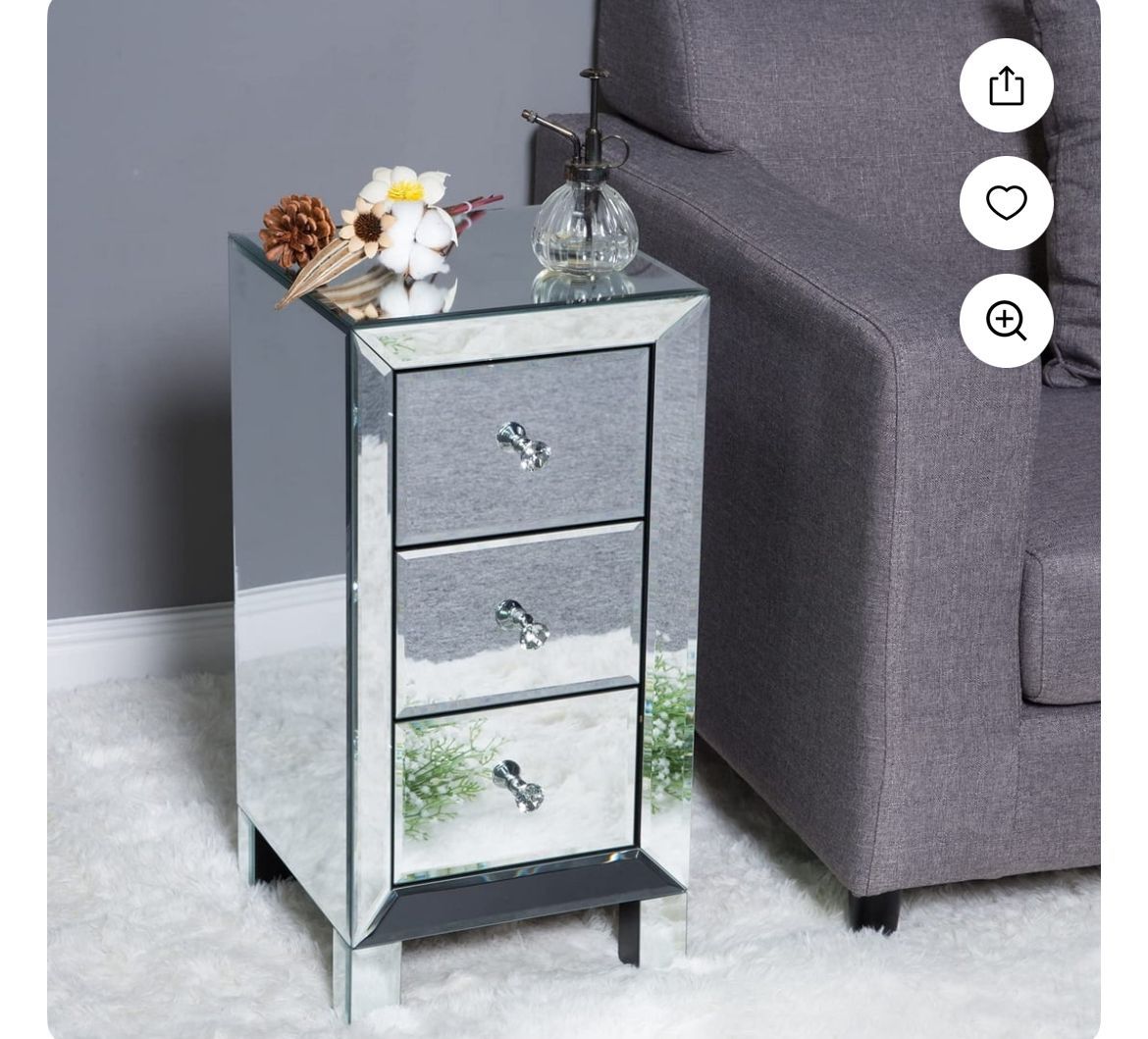3-Drawer Nightstand VINGLI Mirrored Furniture