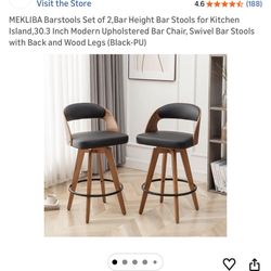 MEKLIBA Barstools Set of 2,Bar Height Bar Stools