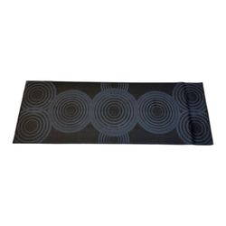 Yoga Mat Black Gray Circle Print 68 x 24 in Non Slip Exercise Fitness Pilates