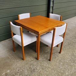 Mid Century Modern Teak Dining Set Table And 4 Chairs Vintage 