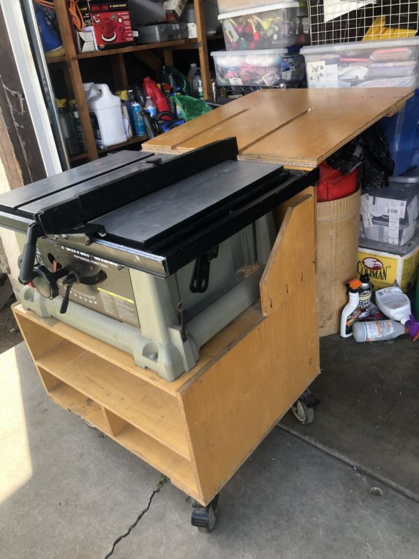 Excellent 10 “ Porter Cable table saw with homemade stand with wheels