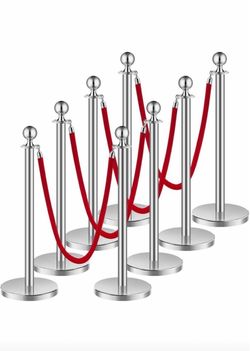 Crowd Control Stanchions and Velvet Ropes 8Pcs