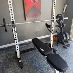 Bench Press Set W Weights Like New 