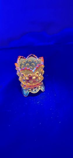 Vintage Fenton Colonial Amberina Hobnail Footed Toothpick Holder