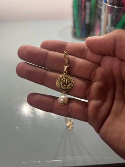 Gold Coin and Pearl Pendant Charm