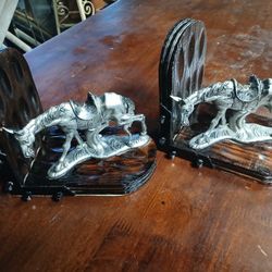 Antique Book Ends With Medal Horses On Each Ends 