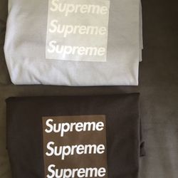 SUPREME ASSPIZZA COLAB SILVER AND BROWN BOGO SHIRT 