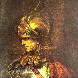 REMBRANDT Man in Armor Original Vintage Fine Art Print 1930’s USA Dutch School Printed Antique Collectible