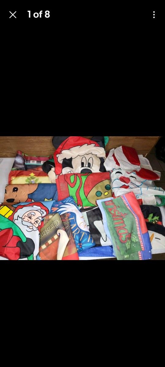 vintage Christmas flags/ banners seasonal lot Plus Mickey
