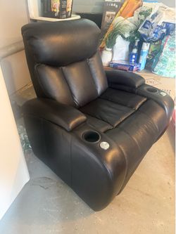Black leather recliner