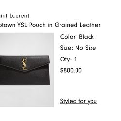 Uptown YSL Pouch in Grained Leather Color: Black Size sold out new