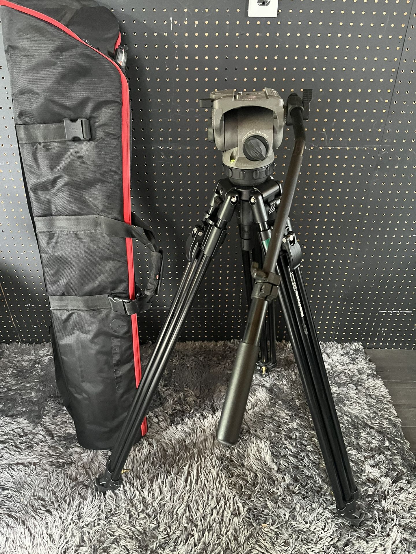 Cartoni Fluid Head + Manfrotto Tripod With Tripod Carrying Case