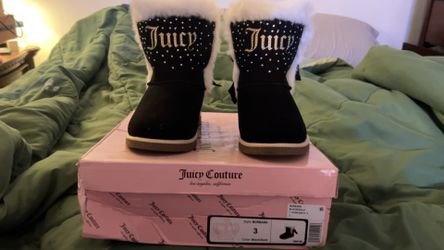 Girls Size 3 Juicy Couture Boots Black/ Gold Glitter