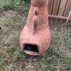 Terra Cotta Koi Fish Fire Place 