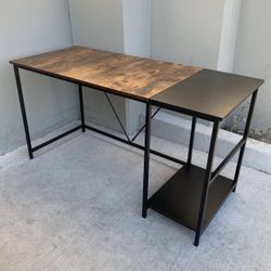 New In Box 55x24x30 Inch Tall Rustic Brown Office Computer Desk Table With Tower Shelf 