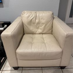 natuzzi top grain white leather armchair