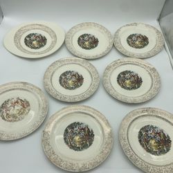 Cronin China Company Minerva Ohio 77- 7 x 10” Plates 1 Platter 1930's Colonial