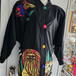 Vintage SilkScapes  'Toucan Lion' Art Jacket.