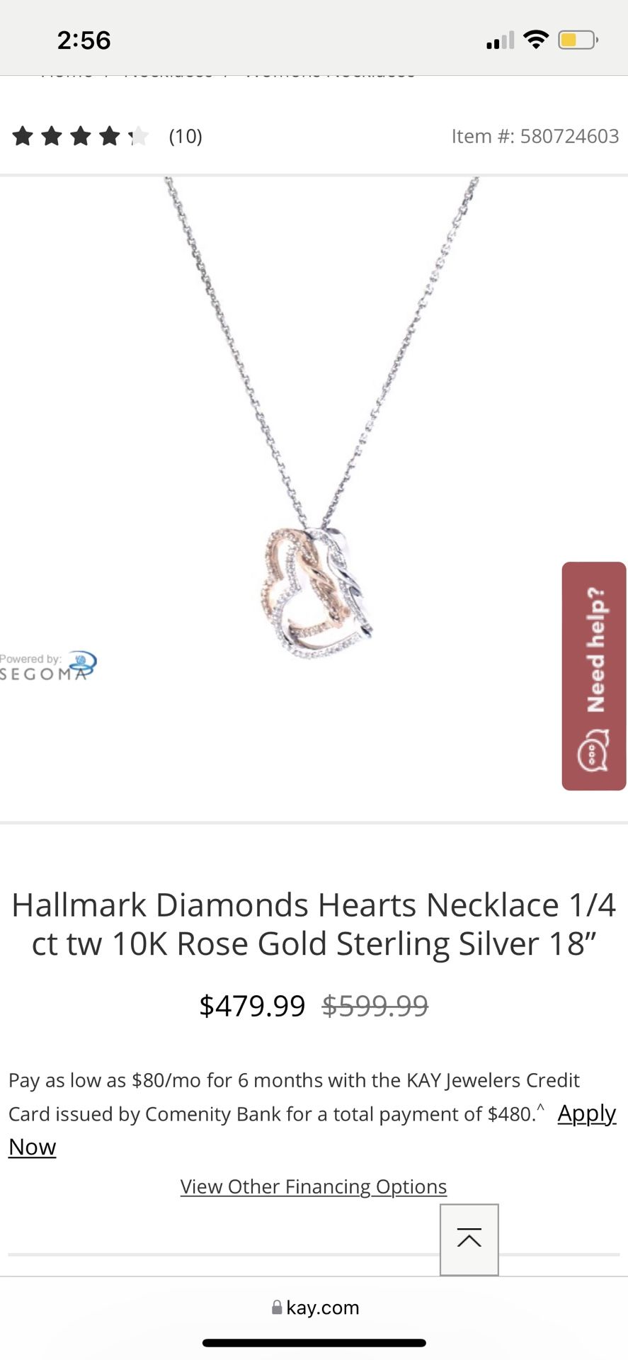 Hallmark Diamond Hearts Necklace 1 4 ct Diamond 10 ct Silver 18