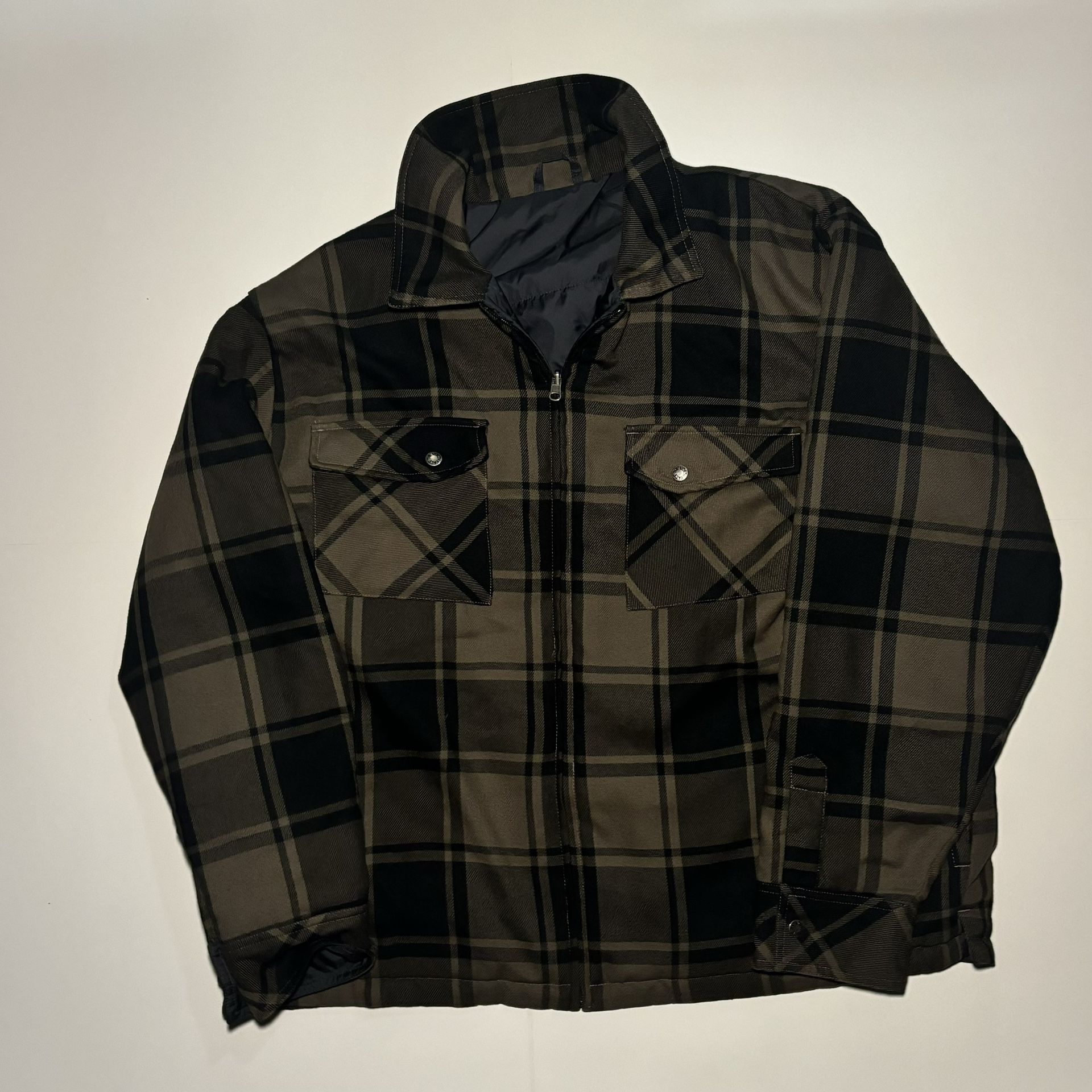 The North Face Reversible Flannel Jacket/Puffer Jacket (Brown) (Tall - XL)