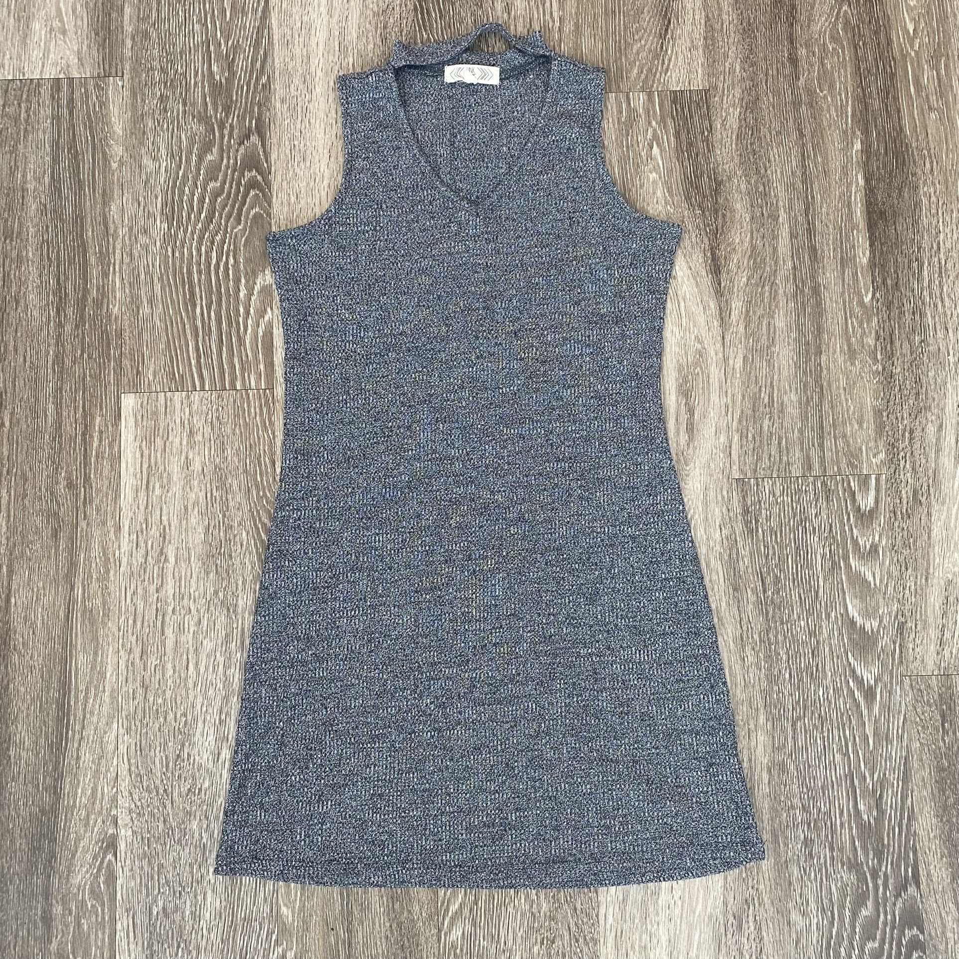 Womens Pink Rose Grey Vneck Sleeveless Dress - M