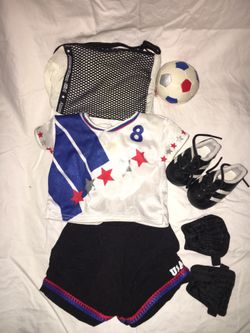 American Girl Doll Soccer Outfit with Soccer Ball and Bag