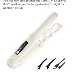 Moving sale! Cordless Hair Straightener and Curler 2 in 1, Ceramic Mini Travel Flat Iron Rechargeable