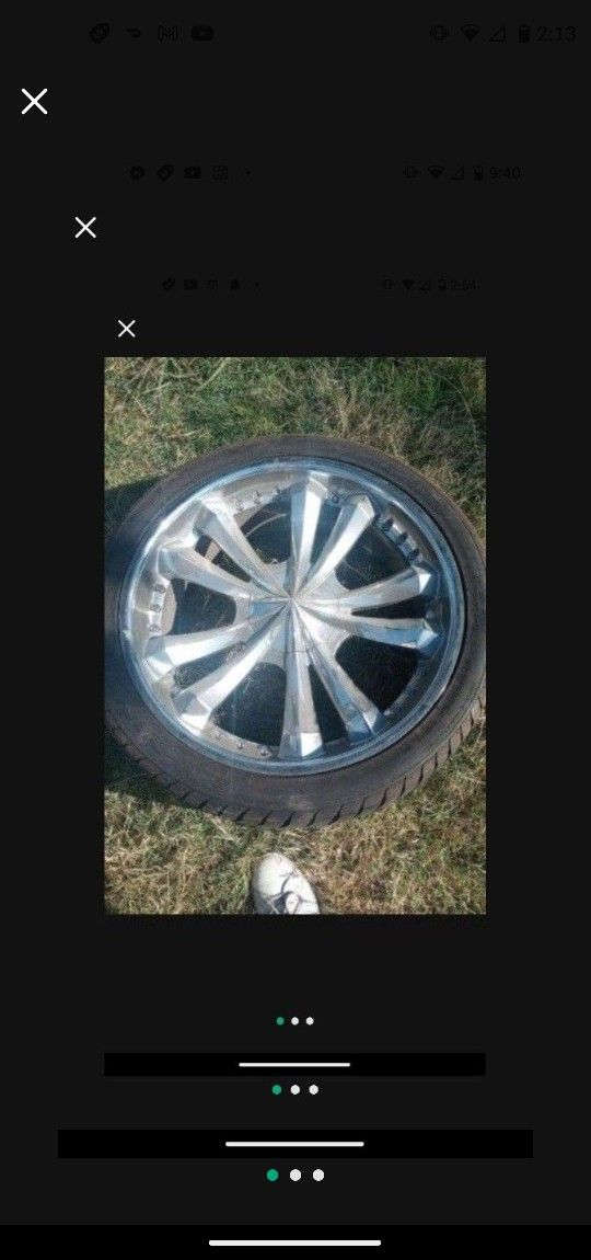 6 lug 24-in rims in good condition one needs a tire all the rest are good bought them for my truck bolt pattern is not the same