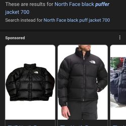 Authentic North Face Black Puffer Jacket Retro Nuptse  Model 700