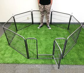 New In Box $85 Pet 8-Panel Playpen, Each Panel (24” Tall X 32” Wide) Heavy Duty Dog Exercise Fence Gate Crate Kennel