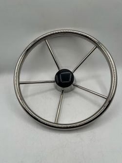 13.5" Boat Steering, Stainless Steel, 3 Spokes, fits 3/4" Tapered Shafts