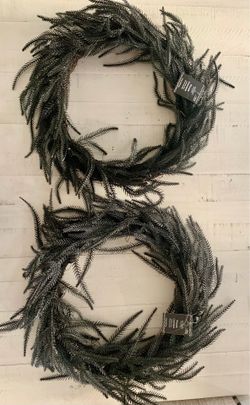 New! (2) Halloween /Fall Wreaths Faux Pine