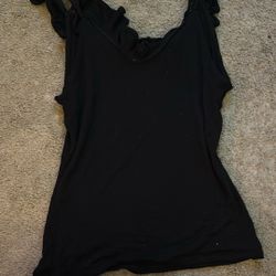 Cute Black Ruffle Tank- Size Small Adult