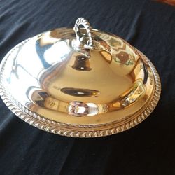 Vintage Silver-plated Serving Dish w/ Lid & Pyrex Bowl Insert
