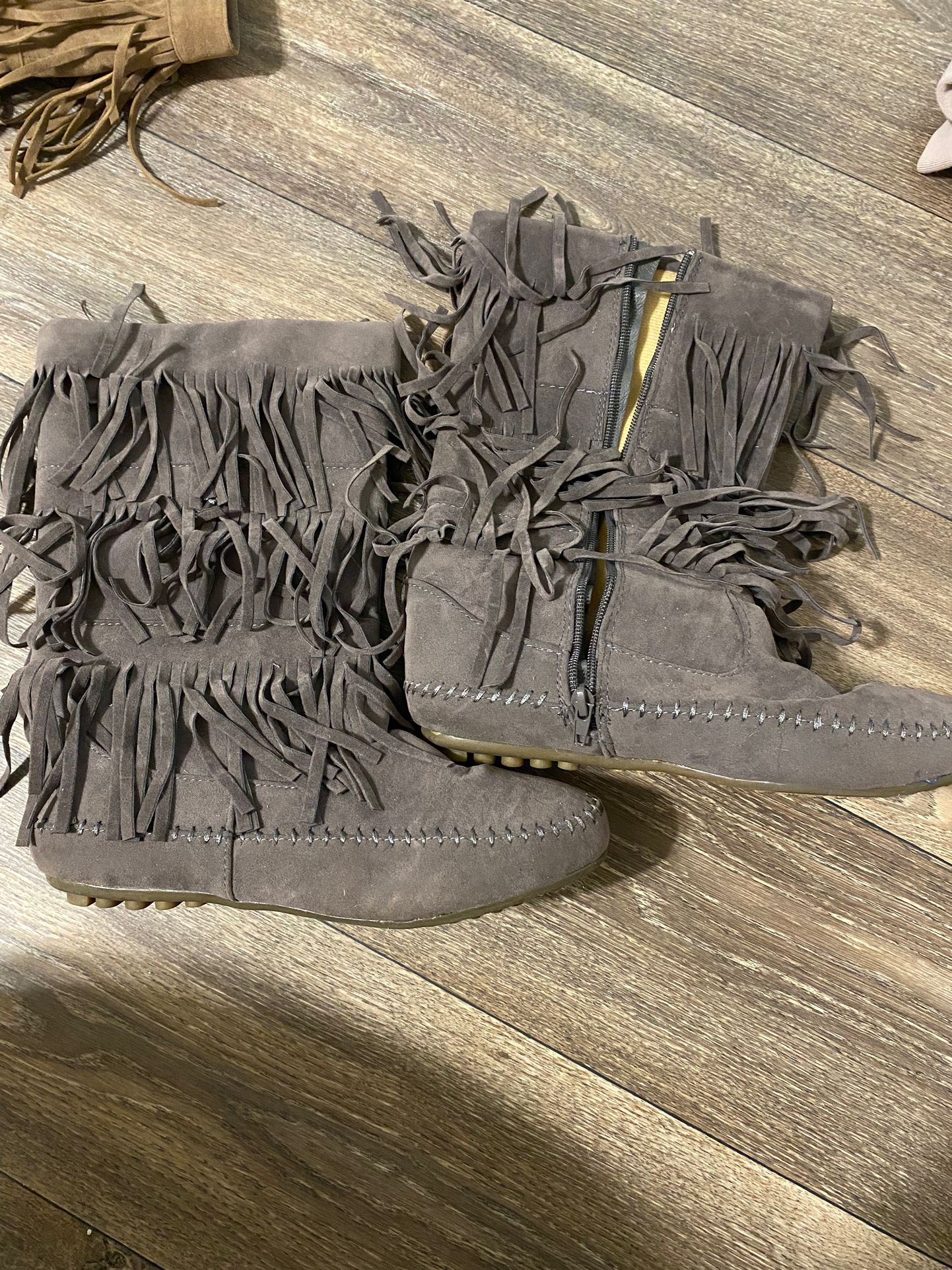 Gray Fringe boots