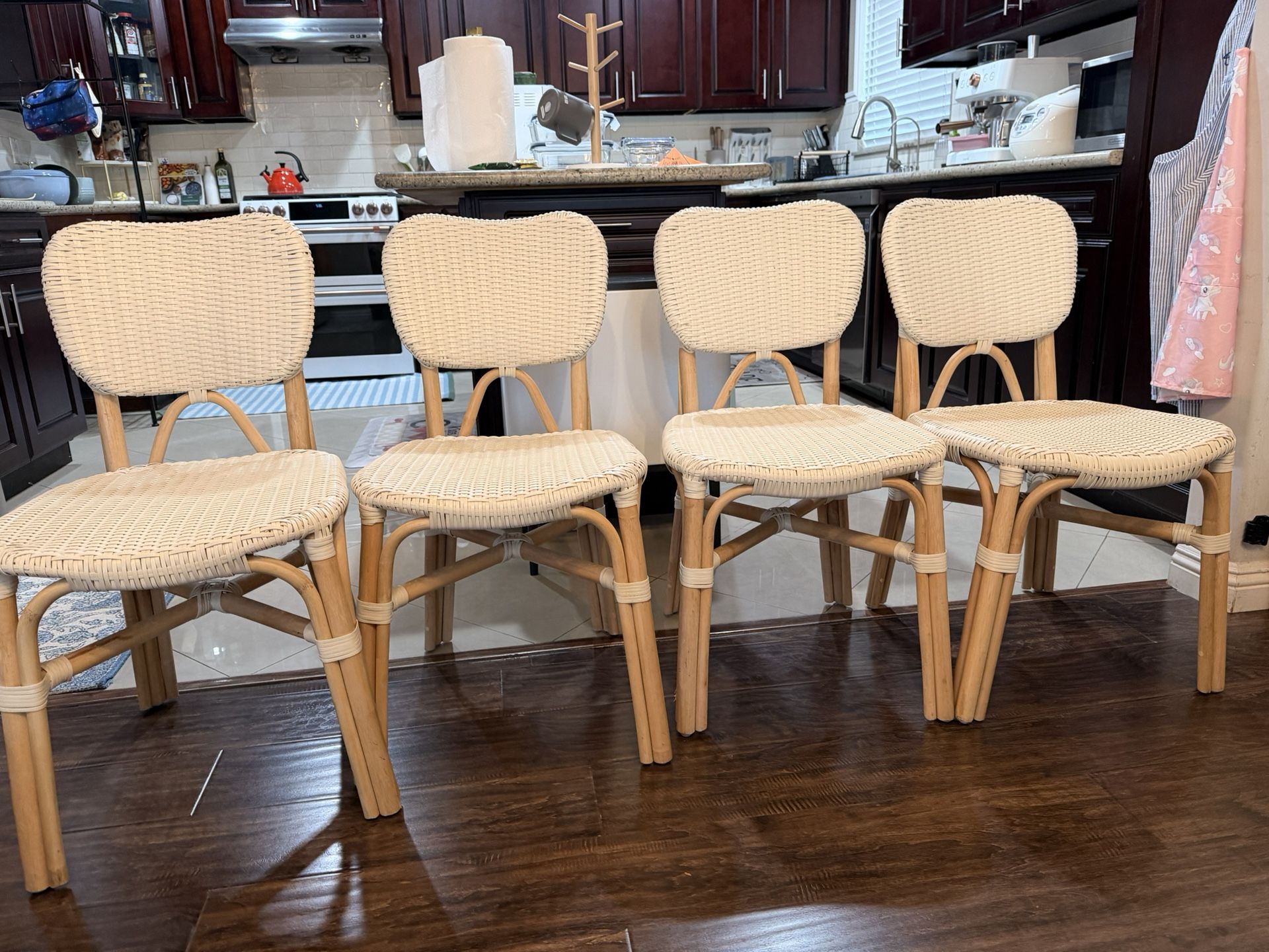 4x Threshold Canton Rattan and Woven Dining Chairs
