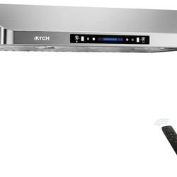 B181-42 Inch Under Cabinet Range Hood, 900CFM Range Hood with 4 Speed Gesture Sensing&Touch Control Panel, Stainless Steel Kitchen Vent with 3 Pcs Baf