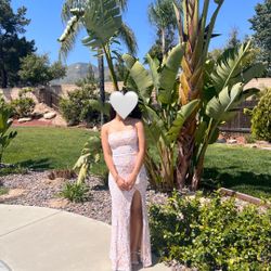 White And Beige Prom Dress