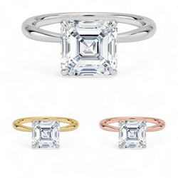 1.00 Carat Solitaire Engagement Ring with IGI Certified Asscher Cut Lab Grown Diamond Includes 14K Yellow, White or Rose Gold Ring.
