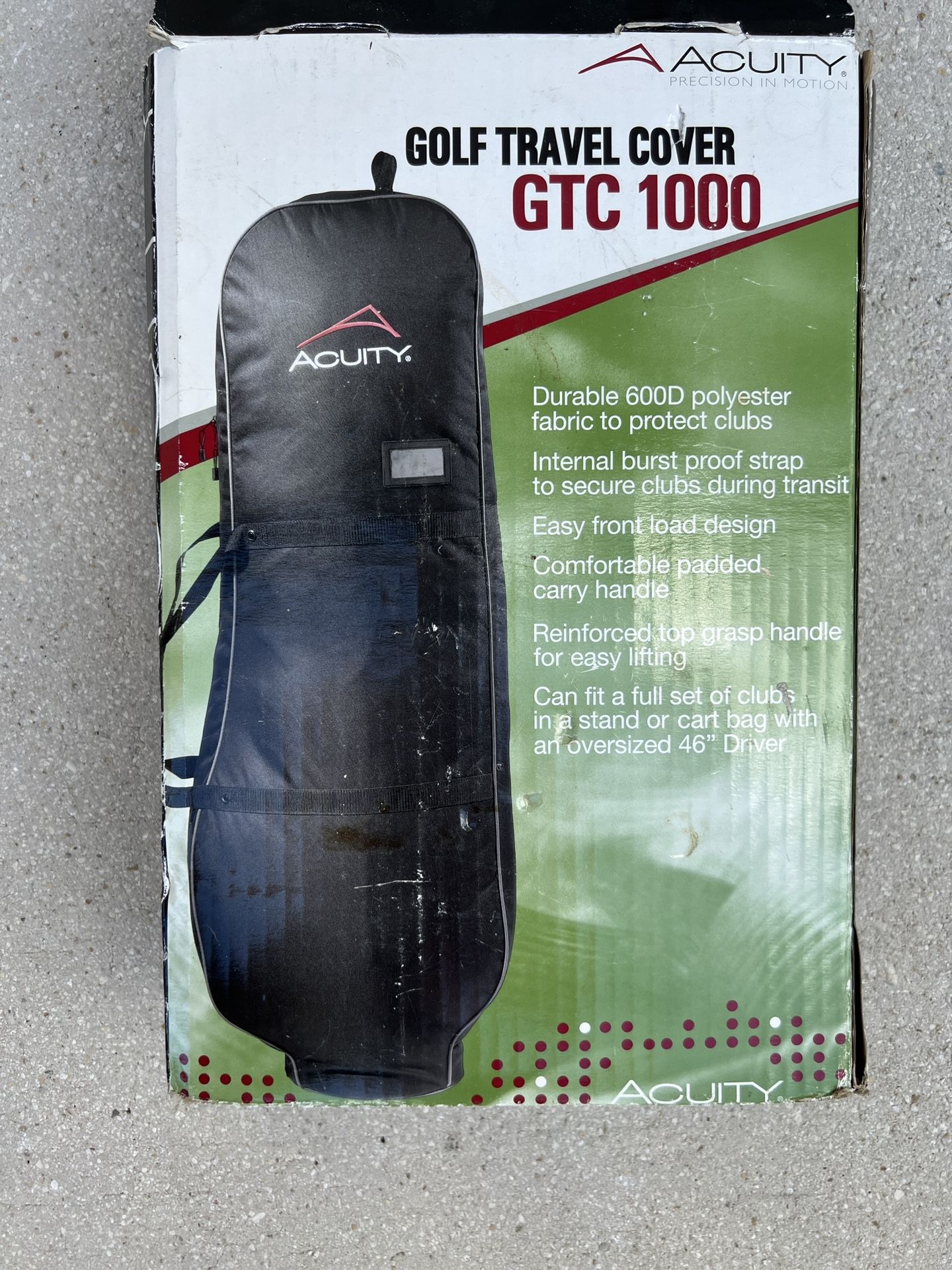 Acuity Golf Travel Cover GTC 1000. This is a travel bag designed to protect golf clubs during transit