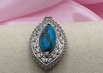 Platinum Oates Sterling Silver w/Brass Chestnut Brine Turquoise Pendant