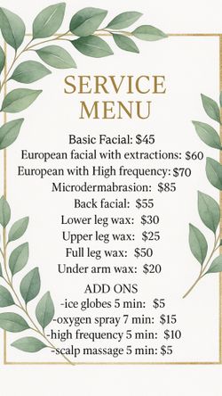 Facial/wax Services