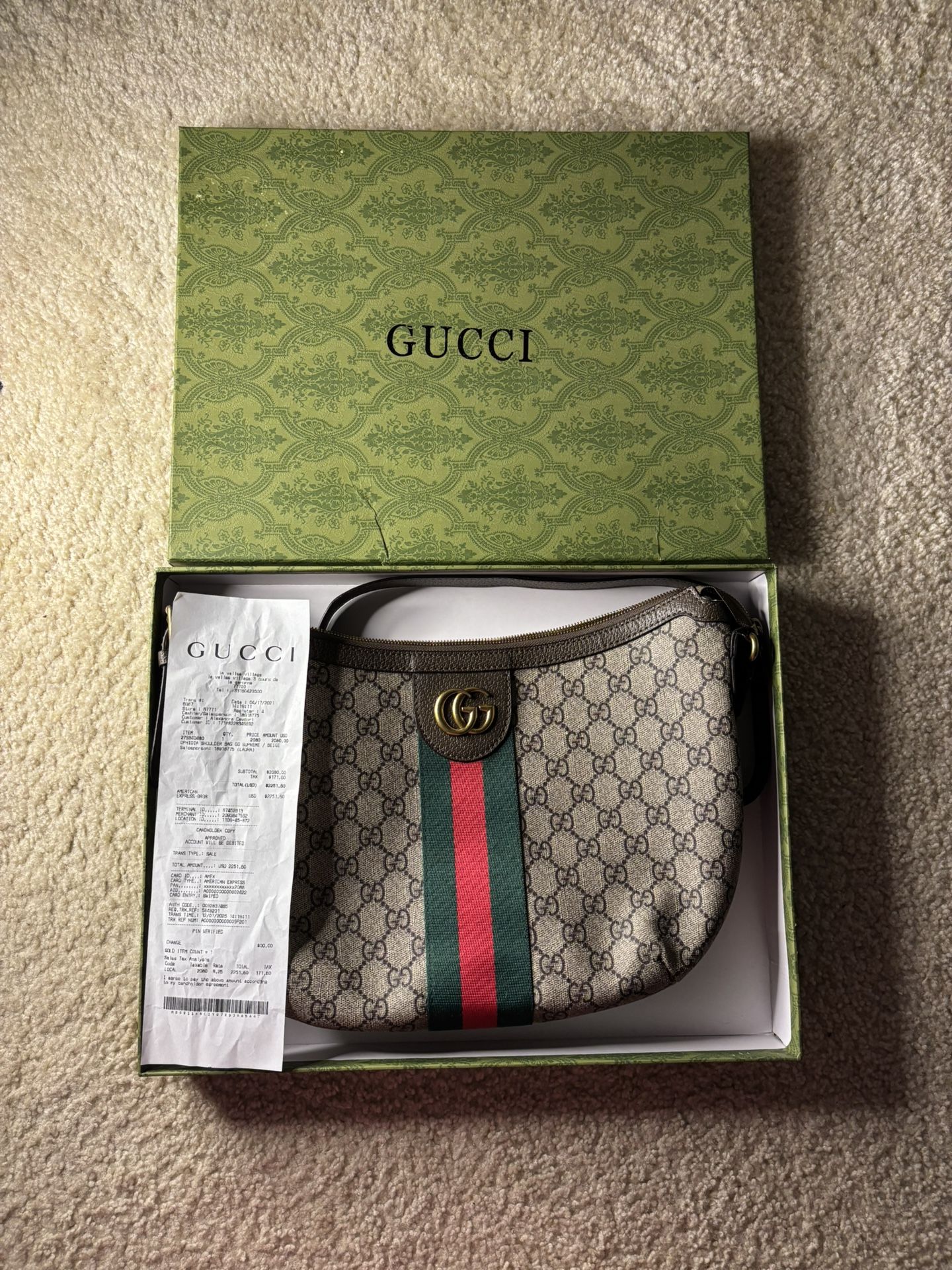 Gucci Ophidia Shoulder Bag | GG Supreme Beige Color