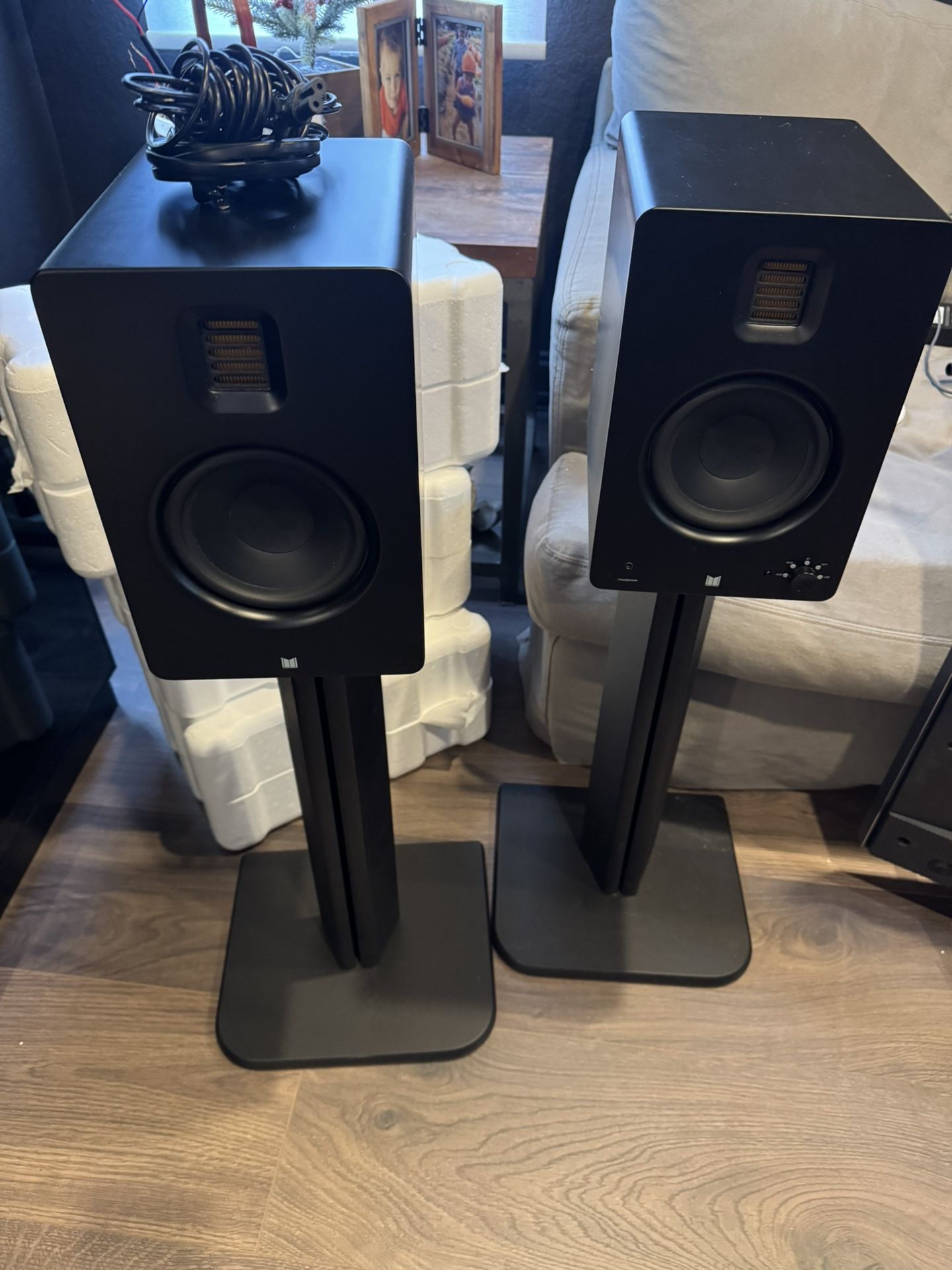 Monolith by Monoprice MM-5R Powered Multimedia Bookshelf Speakers with Bluetooth. No Amp Or Reciever Required